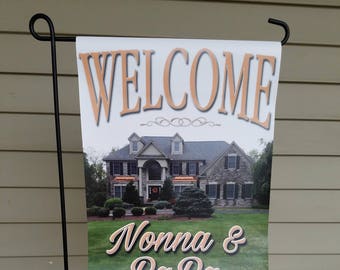 Welcome Flag, House Flag, Name Flag, Garden Flag, Personalized Flag, House Flag, Vinyl Flag
