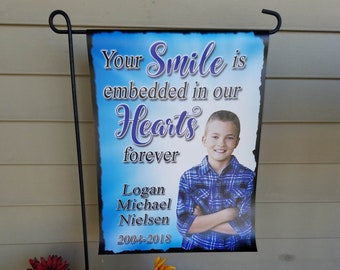 Memory Flag, Photo Memorial Flag, Cemetery Flag, Personalized Flag, RIP, Garden Flag, Garden Decor, Memorial Sign