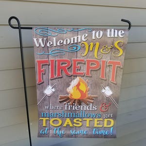 Firepit Flag, Fire pit, Flag , Personalized Flags, Fire pit, Camping Flag, Vinyl Flag, Camp Fire