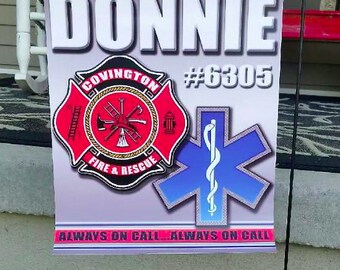 Fire Department & EMT Garden Flag, Personalized Firemen Flag, EMT Flag, Volunteer Flag, Fire Department Sign