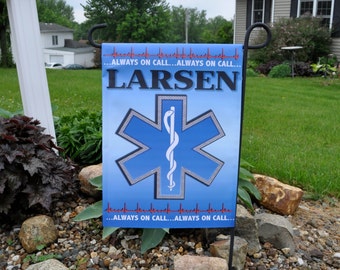 EMT Flag, EMS Gift, Garden Flag, Ambulance Flag, Personalized Flag, Yard Decor