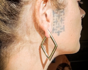 Brass Geometric Diamond Shape Minimalist Design Rhombus Unisex Ears Weight-New Co-Stretched Ears-Body Modification-Design Jewels-4mm-Boho
