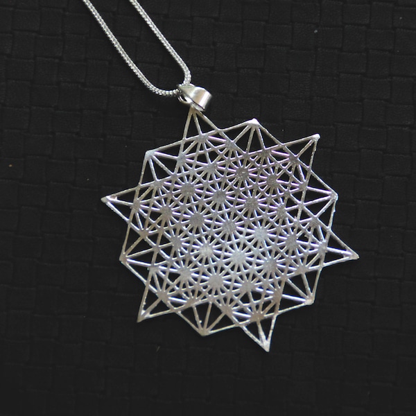 SALES 2018!!Star Tetrahedron Chain - Bronze - Silver Color- Ethnic - Spirit-Boho-Gypsy-Ethnic - Design - Trance - Sacred Geometry - Cube