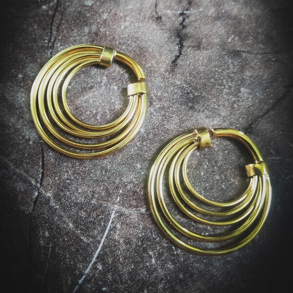 Brass Multi Hoops Earrings-4mm/6ga-Medium Size-Minimalist Design-Boho Earrings Jewelry-Ethnic Inspiration-3D Inspiration-Body Modification