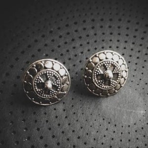 Silver 925 Ethnic Dots Pattern Rajasthani Ear Stud-Ethnic Earrings-Traditional Design Jewelry-New Collection-Silversmith-Boho-Tribal Fusion