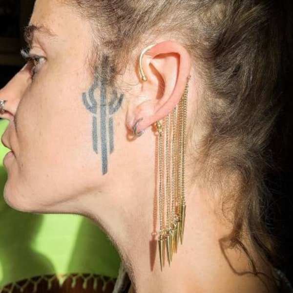 Brass Goddess Chain Spikes Ear Cuff-New Collection-Tribal Fusion Jewels-Gypsy Jewels-Tribal Ear Cuff-Alternatice Earrings-Ornamental