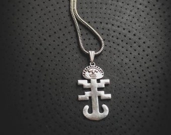 Brass Or Silver Plated Precolombino Hombre Jaguar Tolima Cultur Chain Necklace-Colombia Heritage-Reproduction-New Collection-Symbol Jewelry