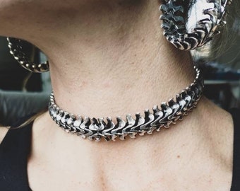 Brass Or Silver Plated Industrial Voodoo Spines Unisex Choker Necklace-Original Design-New Collection-Tribal Necklace-Alternative Fashion