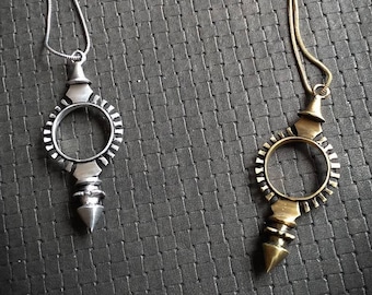Industrial Ethnic Pendant with Chain-Alternative Fashion-Boho Jewelry-Geometric Shape-Inspired Agadez Cross-Underground Jewels-Tribal Jewel