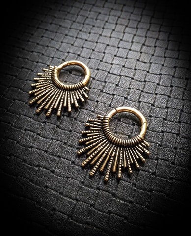 Geometric Mini Hoops Textur Lines Brass Ears Piercing-6mm/2ga-New Collection-Design -Light Weight-Boho Jewelry-Earrings-Ethnic-Minimalist