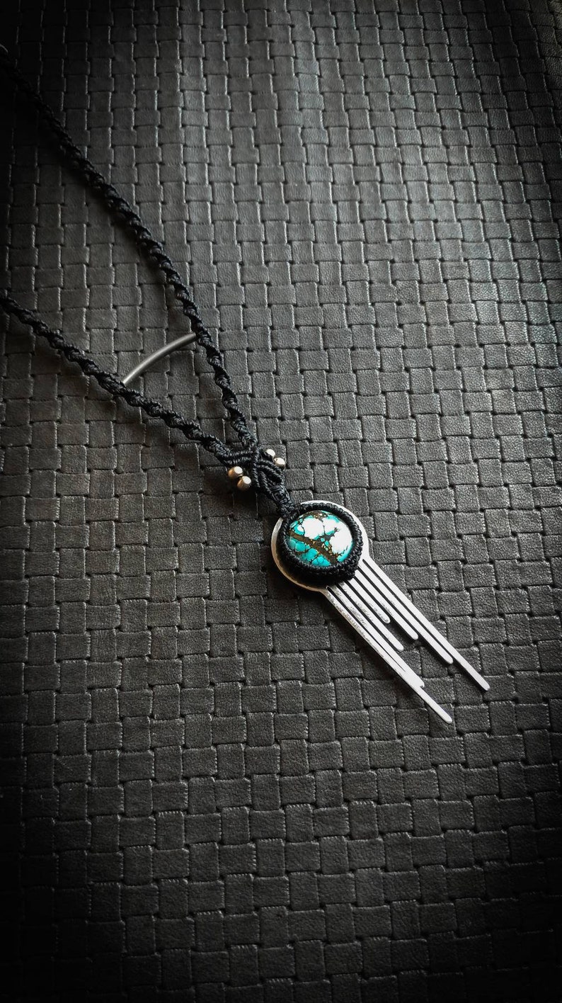 Unique Geometric Nepali Turquoise Biomecanic Inspired Necklace-Boho Jewels-Unique Piece-Unisex-Cosplay Jewels-Industrial Inspired-New Co