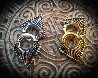 Geometric Brass or Silver Plated Ears Weight 6mm-2G-New Collection-Design Jewels-Boho-Ethnic-Alternativ Earrings-Underground-Body Modif