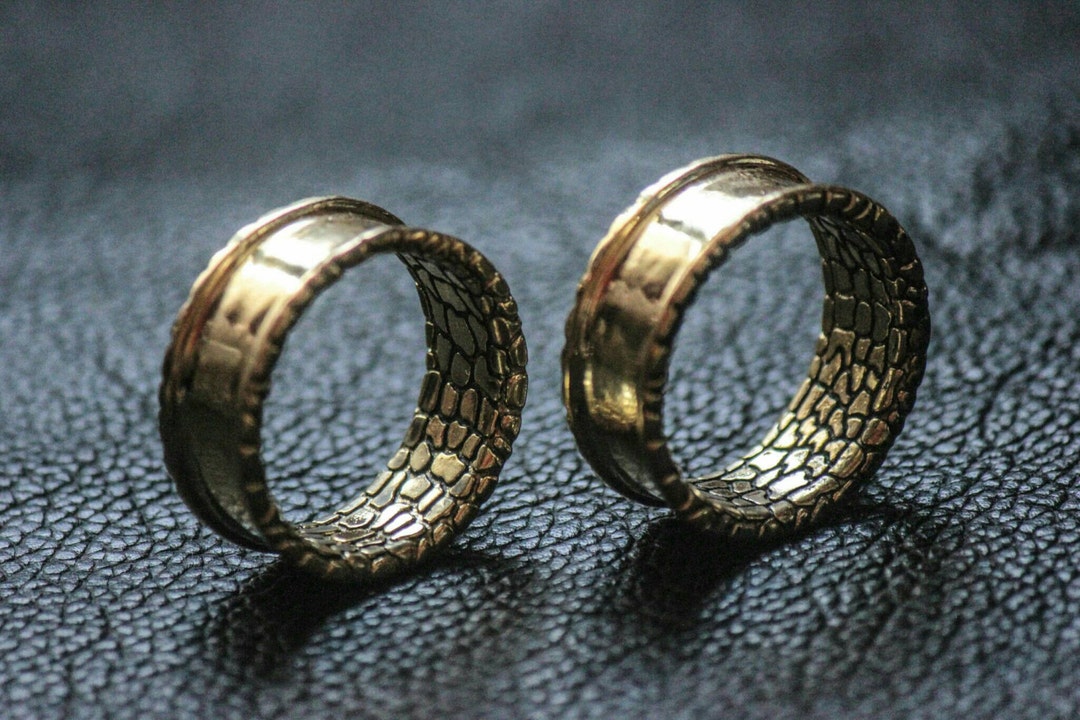 Brass or Silver Plated Croco Scales Ear Plugs- Animal Pattern Inspired ...