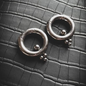 316L Steel Minimalist Design Hoops Ears Weights Dots Details Unisex 6mm 2ga-New Collection-Stretched Ears-Boho-Industrial Ear Weight-Hoops