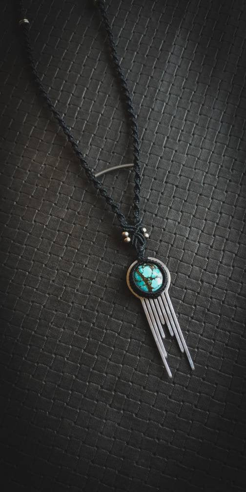 Unique Geometric Nepali Turquoise Biomecanic Inspired Necklace-Boho Jewels-Unique Piece-Unisex-Cosplay Jewels-Industrial Inspired-New Co