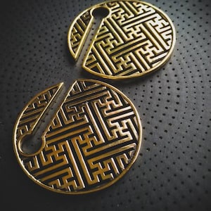 Brass Sayagata Pattern Hoops Ears Weight-8mm 0ga-Geometric Pattern-Boho Jewelry-Stretched Ears-Body Modification-Alternative Fashion-Unisex