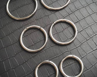 White Brass Thick Hoops-4mm 6ga-Minimalist Design Jewelry-Unisex Ears Weight-Stretched Ears-Industrial Inspired-New Collection-