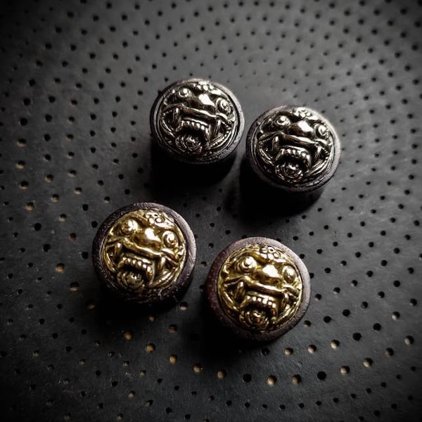 Brass Or Silver Plated Sono Wood Barong Unisex Ears Plugs-New Collection-Balinese God-Ethnic Jewels-Stretched Ears-Body Modification-Tribal