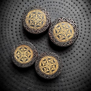 Sono Wood Tamarind Wood Ornamental Pattern Unisex Ears Plugs-New Co-Stretched Ears-Body Modification-Design Jewels-Geometric Pattern-Boho
