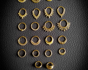 316L staal goud PVD Septum Helix Daith Clicker Piercing-nieuwe collectie -Unisex piercing-Boho juwelen-industrieel ontwerp-Piercing-neusgat