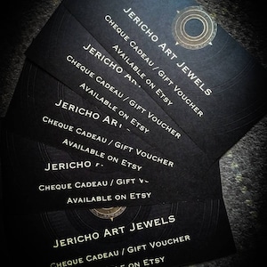Jericho Art Jewels Chèque Cadeau/Gift Voucher - Handmade Jewelry- Custom Order- Special Gift- Xmas- Alternative Jewels- Unique Necklace-Boho