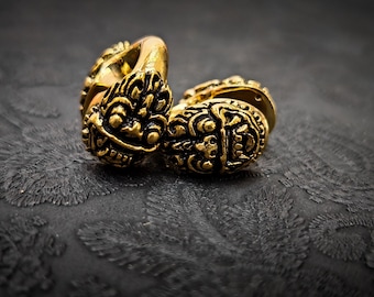 Brass or Silver Plated Barong Hangers Ear Weight-Stretched Ears-New Co-Body Modification-Balinese Mythology-Tribal Jewel-Neo Tribal