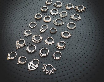 New Collection Silver 925 Septums Helix Piercing-1.2mm 16G-Tribal Jewels-Ethnic Inspired-Industrial Design-Tragus-Nostril-Boho-Unisex Jewels