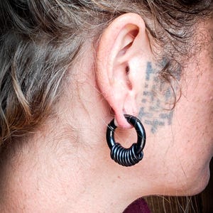 316L Steel Unisex Hoops Segment Rings Ears Weight-Black PVD-6mm-New Collection-Industrial Ear Weight-Underground Design Jewels-Minimalist image 7