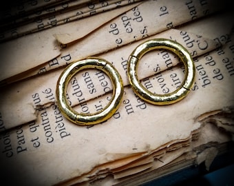 Brass Hammered Textur Thick Small or Medium Hoops Ears Weight-2mm 12ga-New Co-Minimalist Design-Unisex Earrings-Boho Jewels-Gypsy Jewels