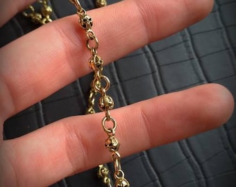Brass OR Silver Plated Skullz Chain-New Collection-Skull Jewelry-Unisex Chain-Underground Jewelry-Hook Closing-Boho Jewels-Freaky Chain