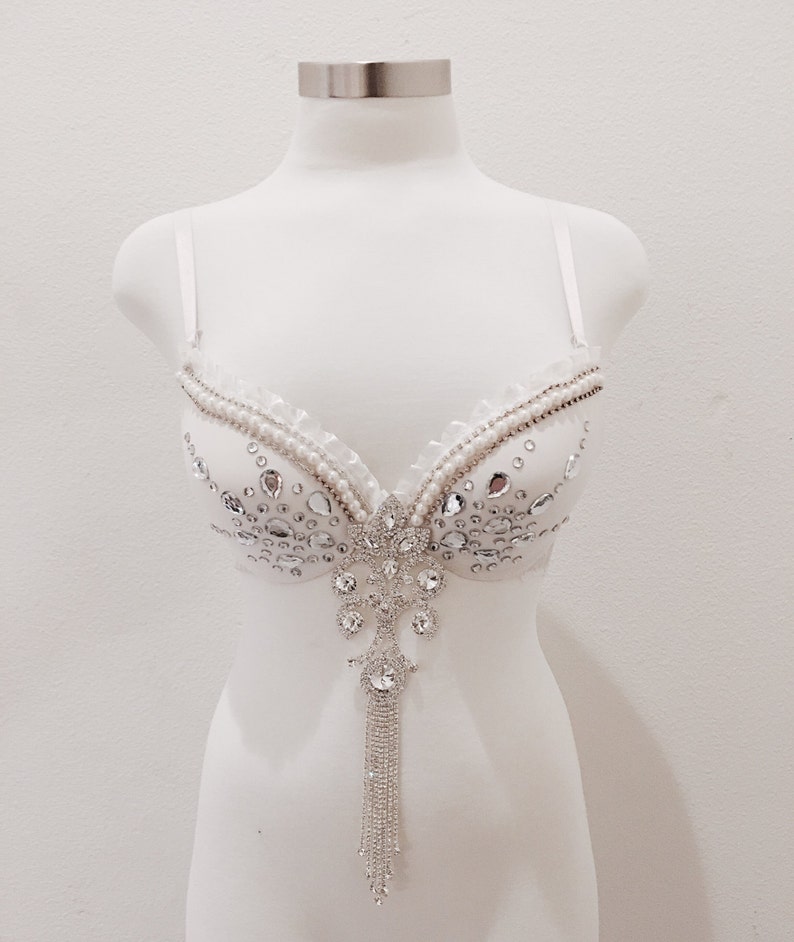 Diamond Peacock Bridal Bra Bridal Lingerie EDC Outfit Rave | Etsy