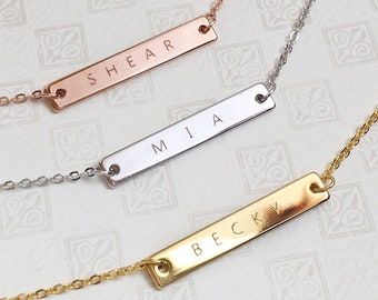 Easter Special Sale Custom Engraved Name Bar Necklace - Personalized Jewelry Gift for Her Bespoke Jewelry Monogram Name Handmade