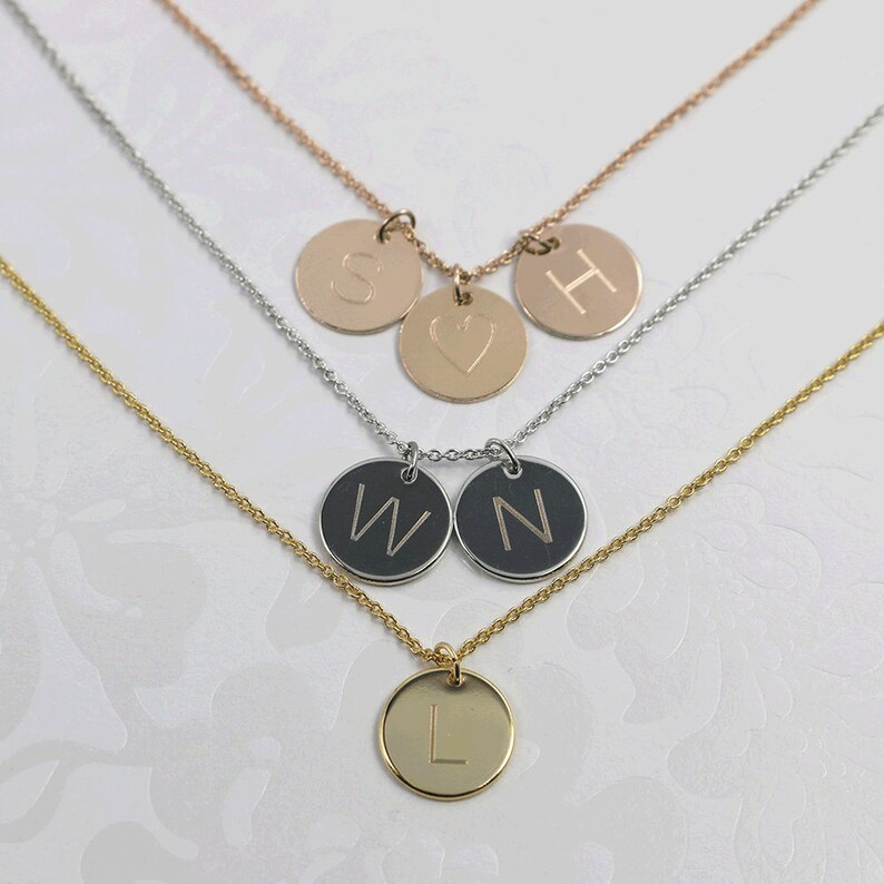 Custom Engraved Necklace Coin Pendant Monogram Image 0