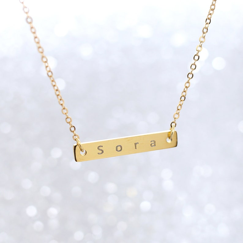 Mother's day Special Sale Custom Engraved Name Bar Necklace Personalized Jewelry Gift for Her Bespoke Jewelry Monogram Name Handmade image 8