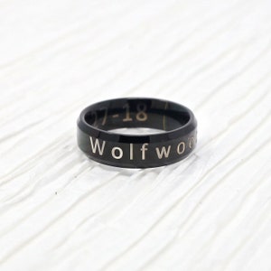 Personalized Men's stainless steel band ring cobalt blue or onyx black Engraved Name, word, date or even coordinates Father's Day gift image 2