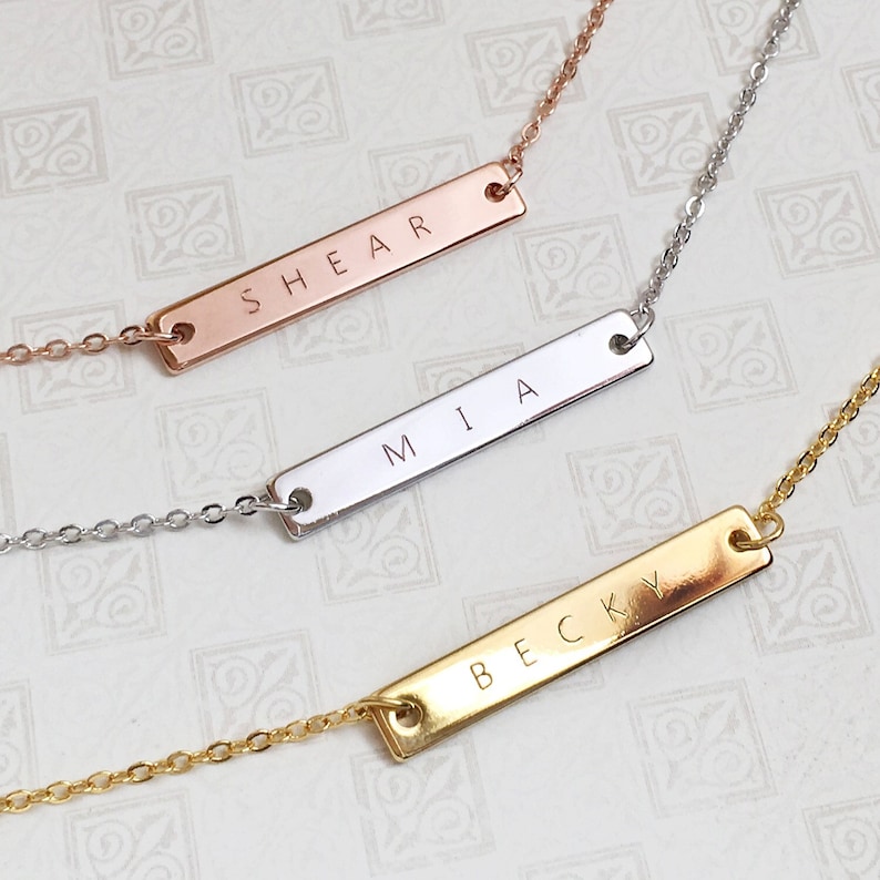Mother's day Special Sale Custom Engraved Name Bar Necklace Personalized Jewelry Gift for Her Bespoke Jewelry Monogram Name Handmade image 1