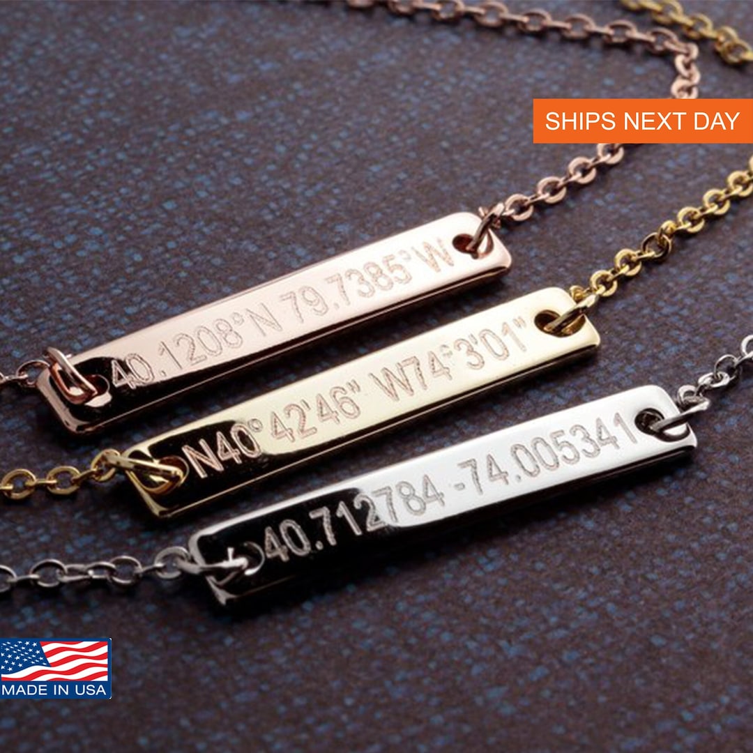 Custom Bar Necklace Custom Letter Necklace Personal Etsy