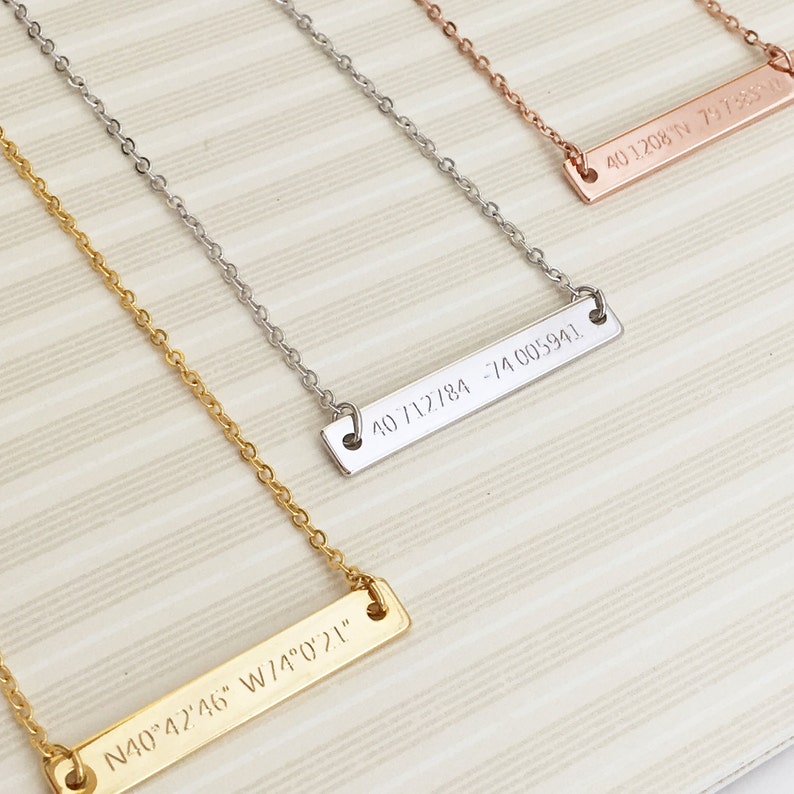 Custom Bar Necklace Custom Letter Necklace Personal Etsy