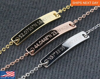 Personalisiertes Armband- Ortungsarmband, Latitude Longitude Armbänder, Koordinaten Armband, Jahrestag Geschenkideen, Einzigartiges personalisiertes Geschenk