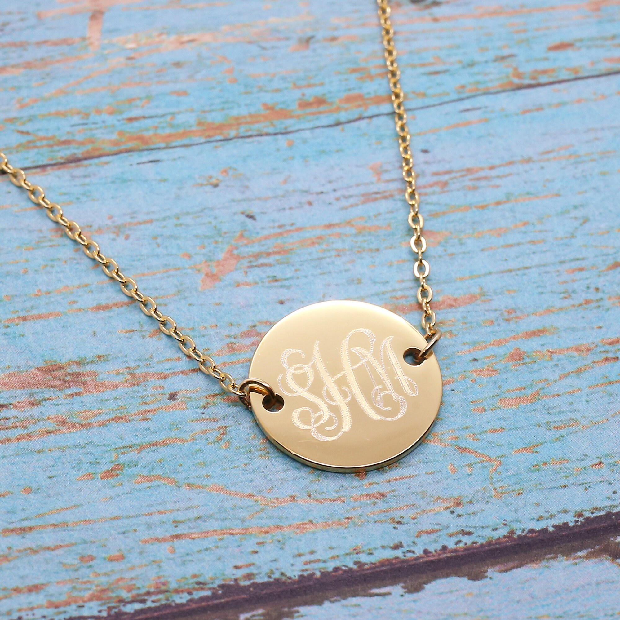 Custom Engraved Necklace Small Monogram Necklace Necklaces Etsy