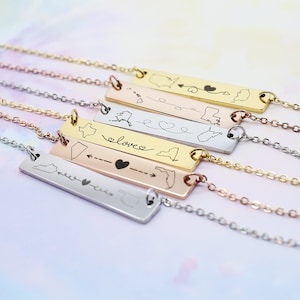 Speciale aanbieding voor Moederdag - Ketting voor langeafstandsrelaties - uitwisselingsstudentencadeau - Staat of landen graveren - Gepersonaliseerd cadeau