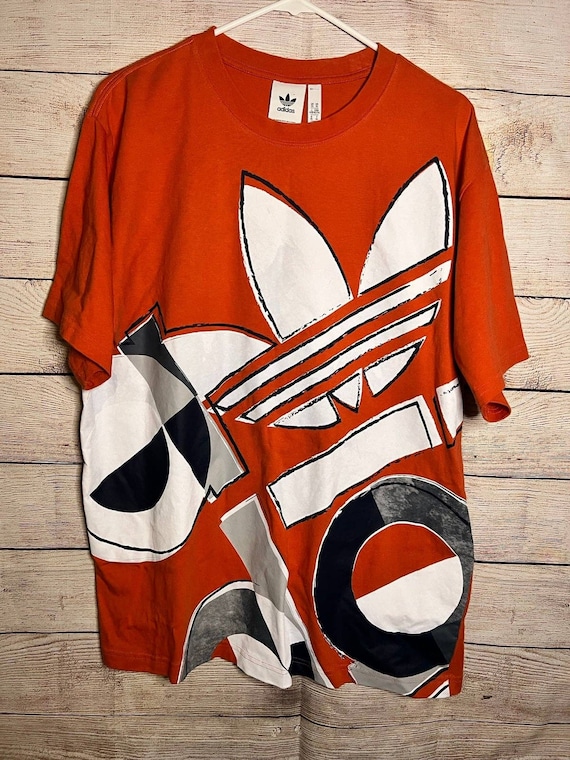 Orange ADIDAS all over print t-shirt