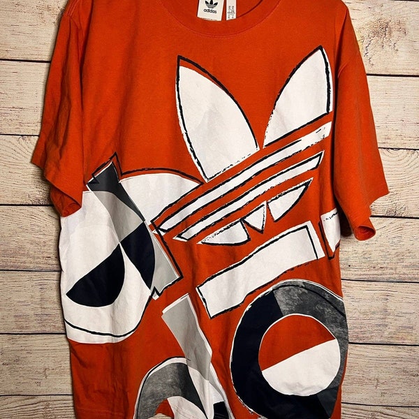 Orange ADIDAS all over print t-shirt