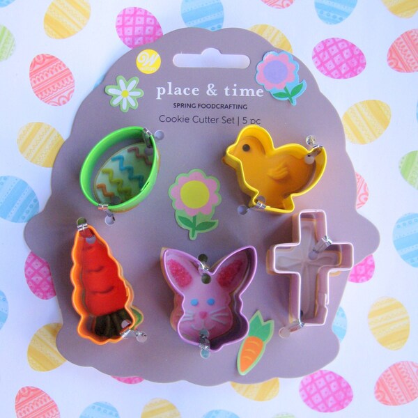 EASTER Mini Cookie Cutters Set of 5/ Bite Size Mini Easter Cookie Cutters (Cross, Bunny, Carrot, Chick)/ Easter Cake Toppers/ Easter Crafts