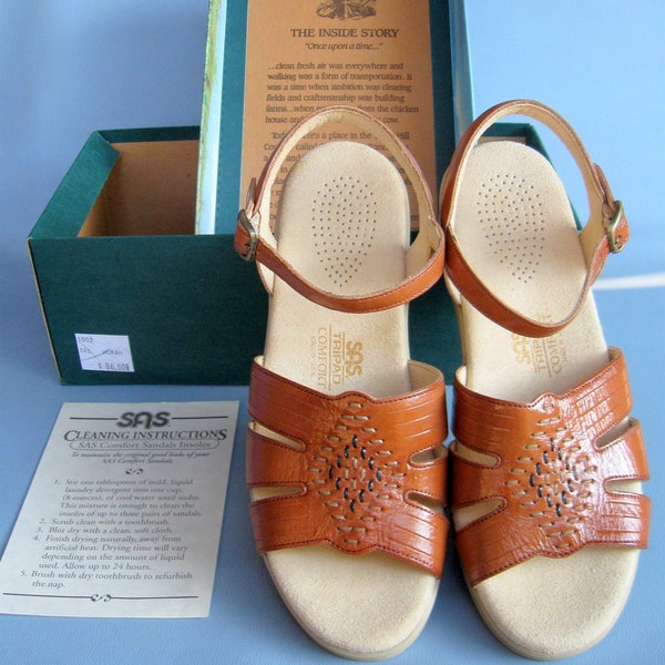 Vintage SAS Women's Sandal Shoes/ Women's Huarache Sandals Size 7-1/2 N (Color Tan)/ Vintage SAS Women's Shoes (Comfort Sandals) New in Box
