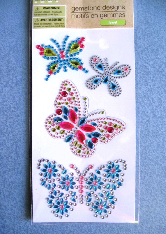 BUTTERFLY GEMSTONE STICKERS/ Butterfly Gemstone Rhinestone Sticker Set/  Glittery Butterfly Stickers/ Card Making, Scrapbooking, Journals 