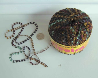 Plymouth Yarn ELECTRA Italian Collection Novelty Butterfly Eyelash Yarn (Italy) Color 17 Rich Dark Brown Teal Jewel Tone (50 gm 125 Yds)