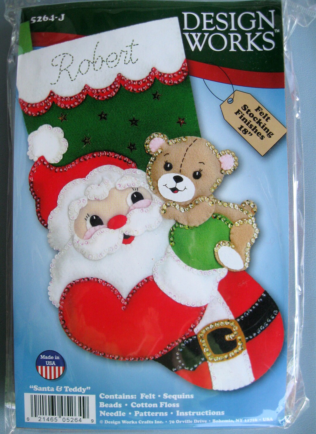 SANTA & TEDDY BEAR Felt Stocking Kit/ santa and Teddy Christmas Felt