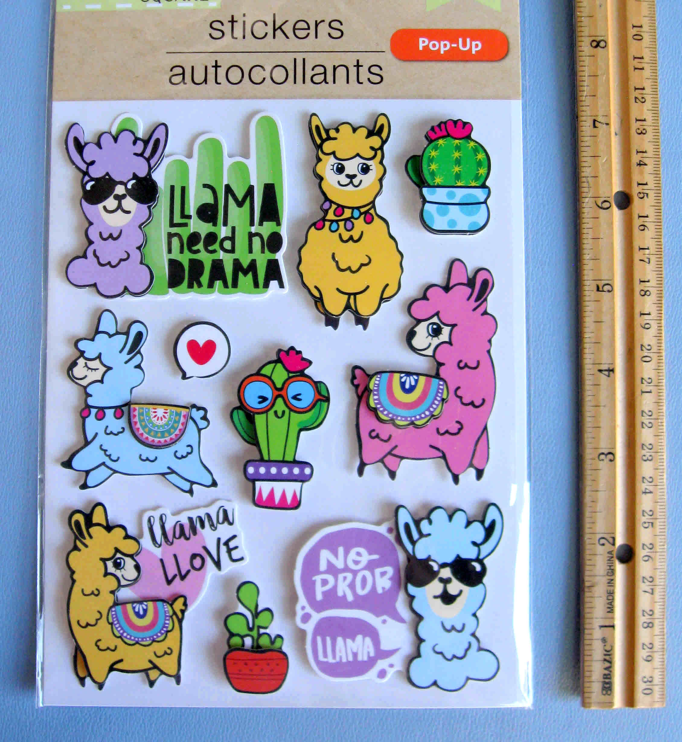 LLAMA & CACTUS Pop up Stickers/ 10 Popup Llama and Cactus Stickers