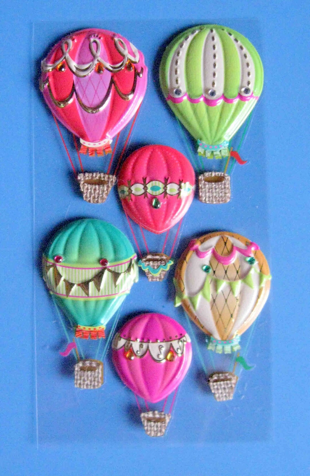HOT AIR BALLOON Stickers 6 Pc. Set/ Spy Balloon Stickers/ Puffy Hot Air